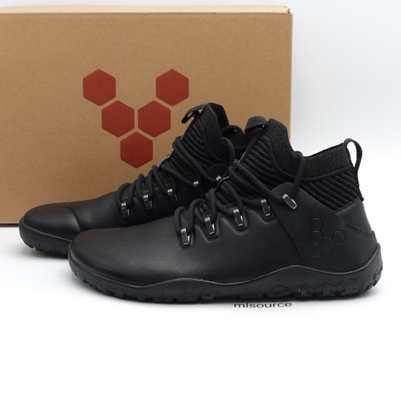 NEW VivoBarefoot Men's Magna Leather FG Barefoot Hiking Boots 309086-01 Obsidian - Picture 1 of 13